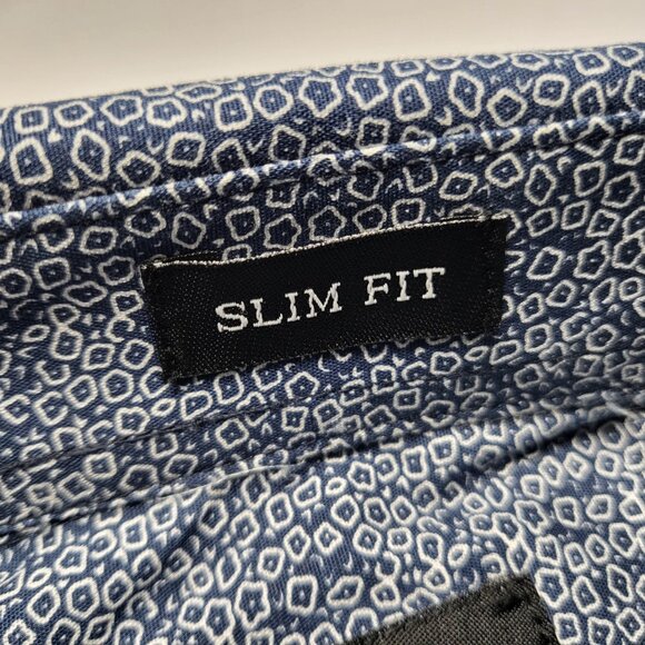 Adrienne Vittadini Mens Dress Shirt L 16.5 32/33 Slim Fit Geometric Button Up - Picture 7 of 16